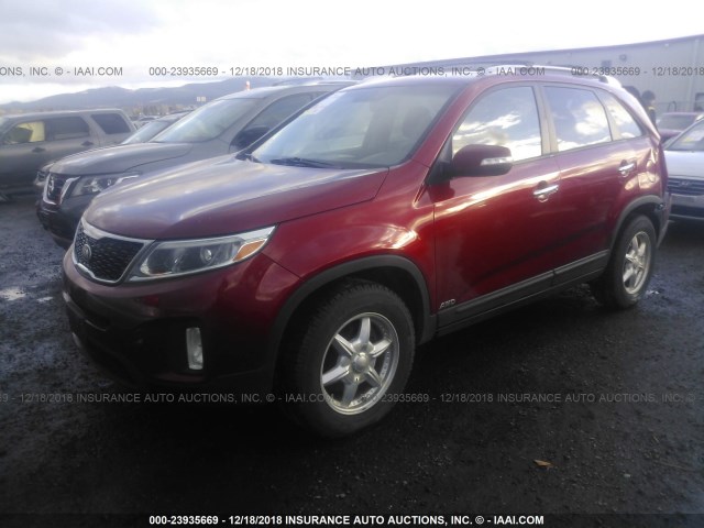 5XYKTDA79FG552652 - 2015 KIA SORENTO LX RED photo 2