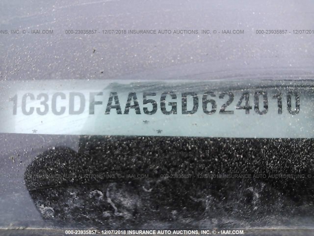 1C3CDFAA5GD624010 - 2016 DODGE DART SE WHITE photo 9