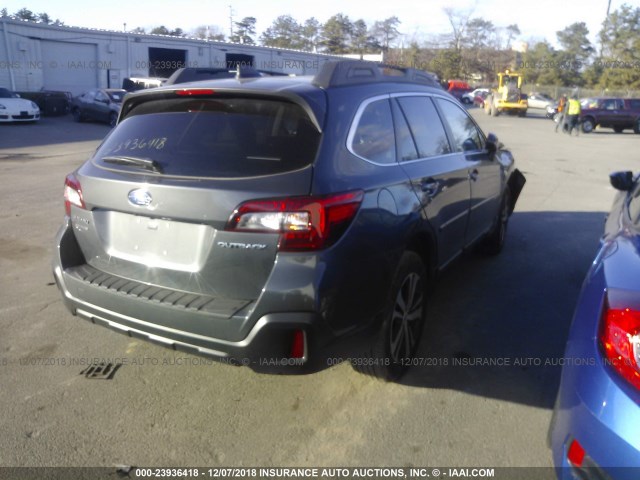 4S4BSAKC9J3364445 - 2018 SUBARU OUTBACK 2.5I LIMITED GRAY photo 4