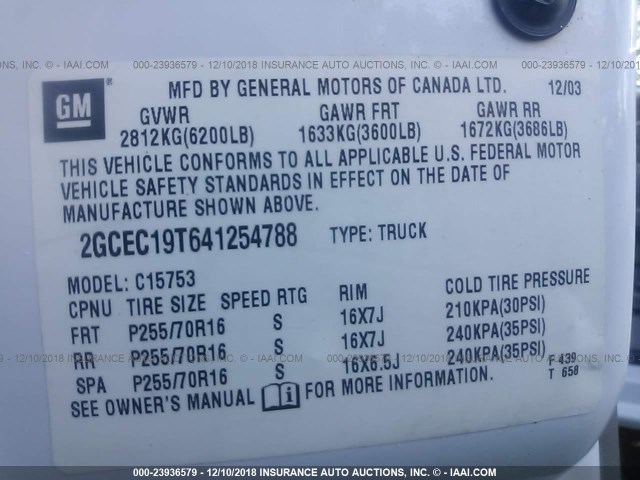 2GCEC19T641254788 - 2004 CHEVROLET SILVERADO C1500 WHITE photo 9