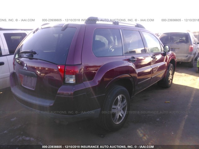 4A4MM21S56E056036 - 2006 MITSUBISHI ENDEAVOR LS RED photo 4