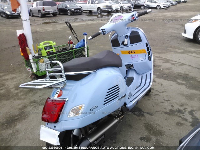 ZAPMA39L4J5100277 - 2018 VESPA GTS 300 SUPER Light Blue photo 4