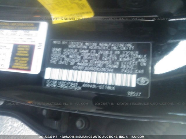 4T4BF3EK0BR200344 - 2011 TOYOTA CAMRY SE/LE/XLE 黑色 照片 9
