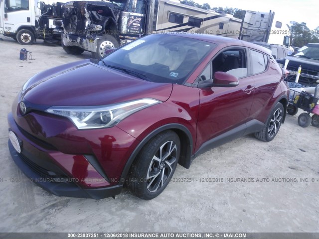 NMTKHMBX9JR016438 - 2018 TOYOTA C-HR XLE/XLE PREMIUM BURGUNDY photo 2