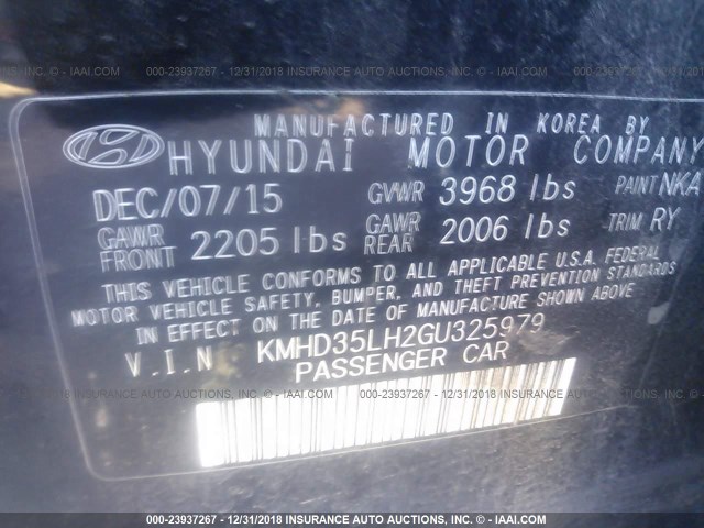 KMHD35LH2GU325979 - 2016 HYUNDAI ELANTRA GT BLACK photo 9