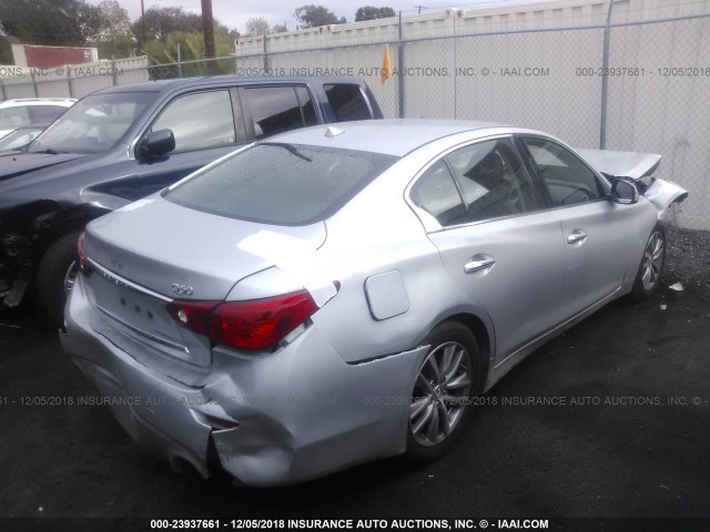 JN1BV7AP0FM337268 - 2015 INFINITI Q50 PREMIUM/SPORT SILVER photo 4