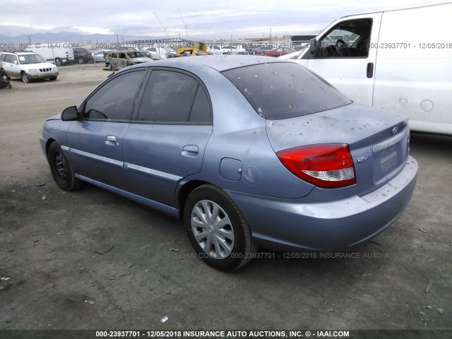 KNADC125136276211 - 2003 KIA RIO BLUE photo 3