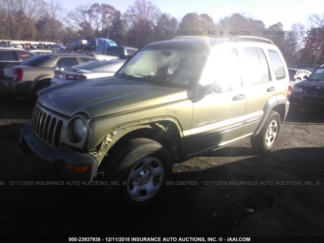 1J4GK48K03W727561 - 2003 JEEP LIBERTY SPORT/FREEDOM GREEN photo 2