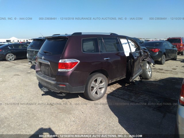 5TDYK3EH8DS109354 - 2013 TOYOTA HIGHLANDER LIMITED PURPLE photo 4