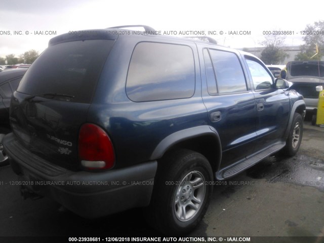 1D4HS38N63F618796 - 2003 DODGE DURANGO SPORT BLUE photo 4