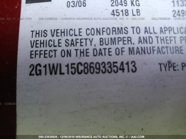 2G1WL15C869335413 - 2006 CHEVROLET MONTE CARLO SS წითელი ფოტო 9