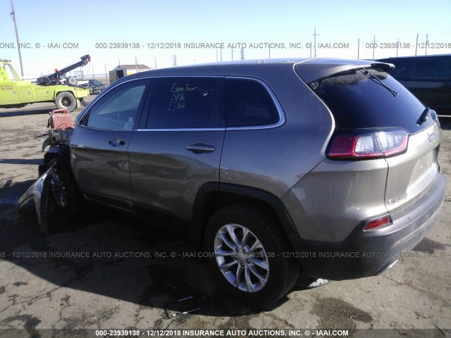 1C4PJLCX6KD111671 - 2019 JEEP CHEROKEE LATITUDE GRAY photo 3