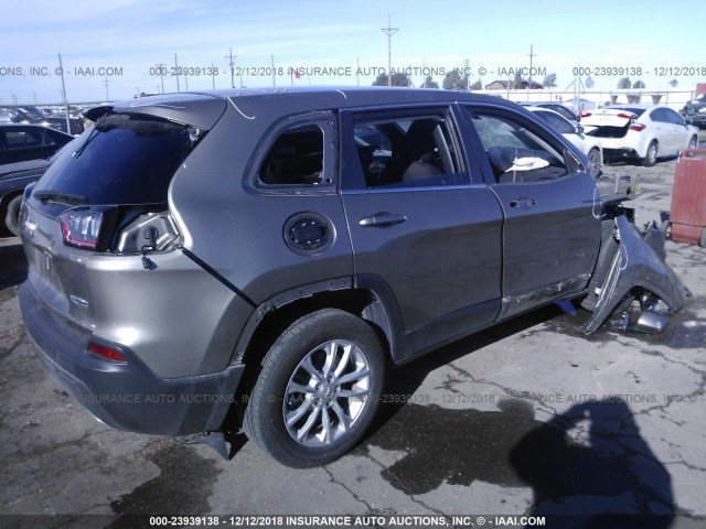 1C4PJLCX6KD111671 - 2019 JEEP CHEROKEE LATITUDE GRAY photo 4