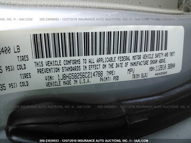 1J8HG58256C214788 - 2006 JEEP COMMANDER LIMITED SILVER photo 9