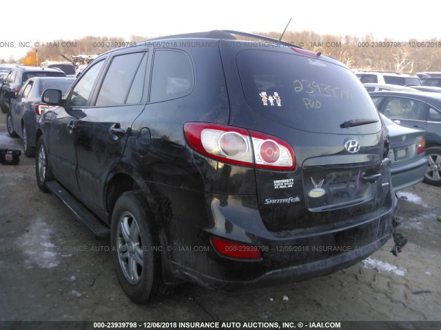 5XYZGDAB4CG141257 - 2012 HYUNDAI SANTA FE GLS BLACK photo 3