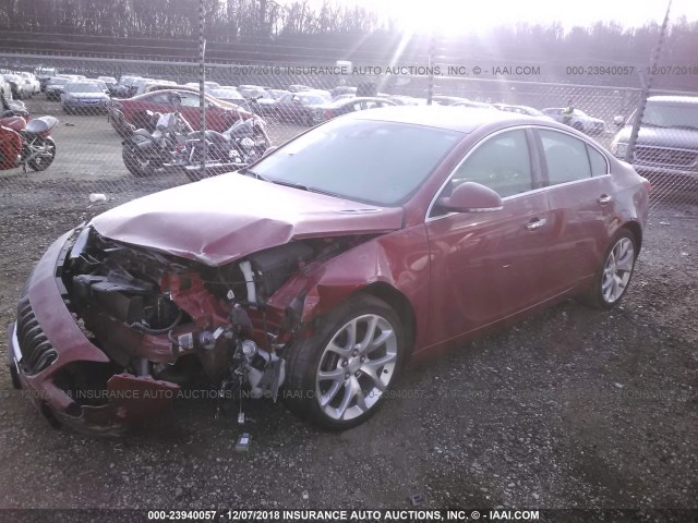 2G4GT5GX8E9234028 - 2014 BUICK REGAL GS RED photo 2