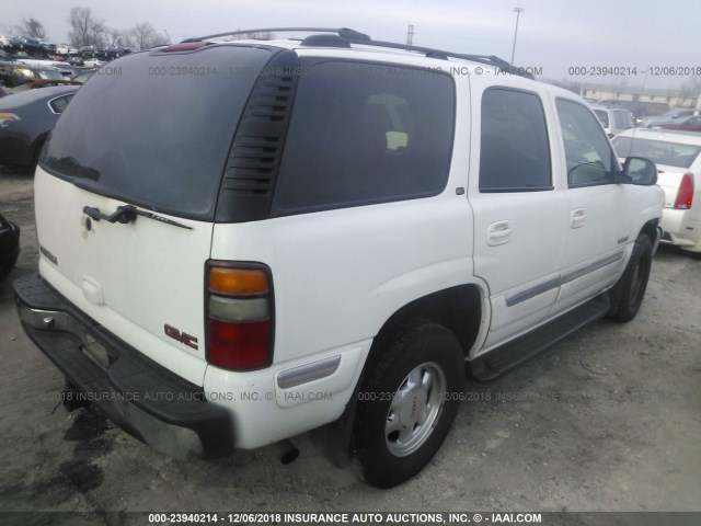 1GKEK13T61J111258 - 2001 GMC YUKON WHITE photo 4