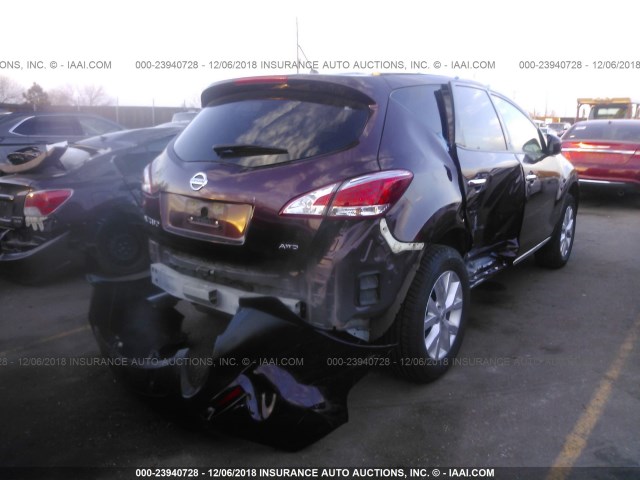 JN8AZ1MW9EW524819 - 2014 NISSAN Murano S/SL/SV/LE RED photo 4