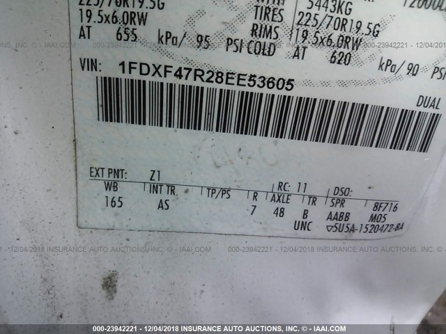 1FDXF47R28EE53605 - 2008 FORD F450 SUPER DUTY Unknown photo 9