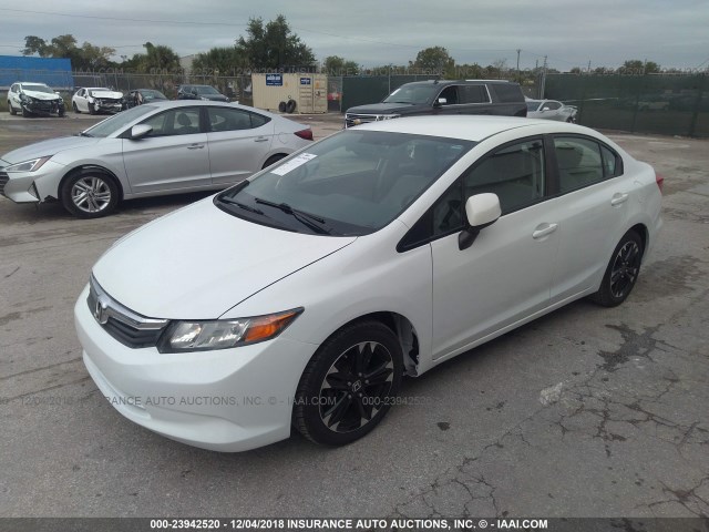 19XFB2F58CE379201 - 2012 HONDA CIVIC LX WHITE photo 2