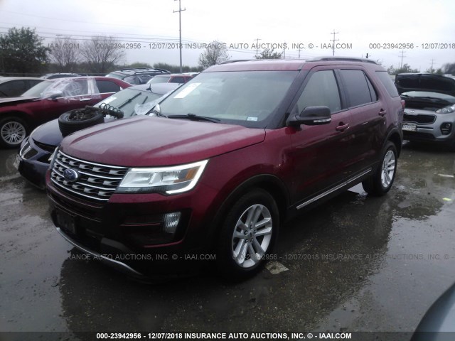 1FM5K7D83GGA43446 - 2016 FORD EXPLORER XLT MAROON photo 2