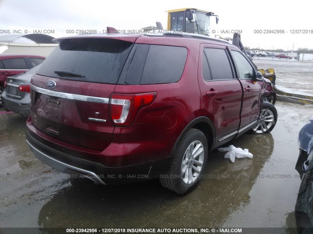 1FM5K7D83GGA43446 - 2016 FORD EXPLORER XLT MAROON photo 4