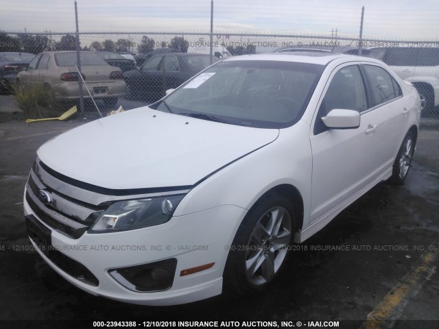 3FAHP0KC0BR221709 - 2011 FORD FUSION SPORT WHITE photo 2