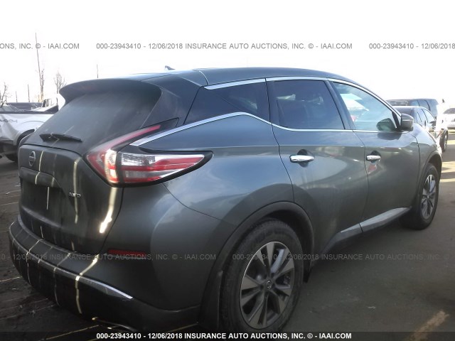 5N1AZ2MH2FN225047 - 2015 NISSAN MURANO S/SL/SV/PLATINUM GRAY photo 4