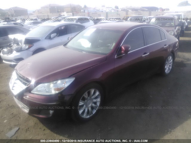 KMHGC4DE1BU136177 - 2011 HYUNDAI GENESIS 3.8L MAROON photo 2