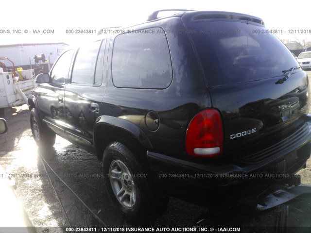 1B4HS48N82F126690 - 2002 DODGE DURANGO SLT BLACK photo 3