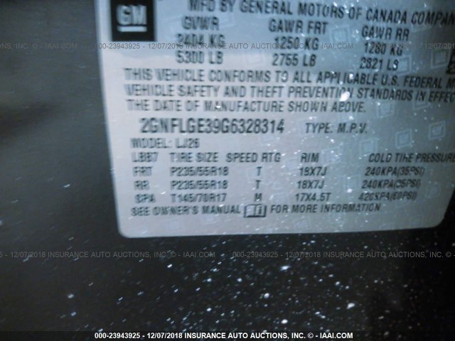 2GNFLGE39G6328314 - 2016 CHEVROLET EQUINOX LTZ GRAY photo 9