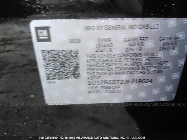 1G1ZB5ST2JF219684 - 2018 CHEVROLET MALIBU LS 黑色 照片 9