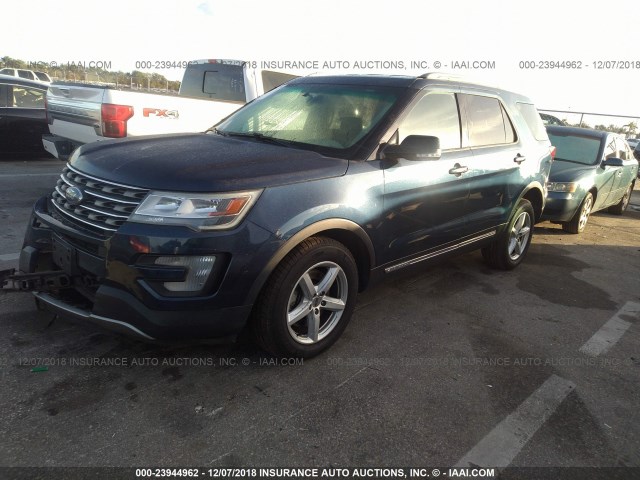 1FM5K8D85GGC23288 - 2016 FORD EXPLORER XLT Dark Blue photo 2