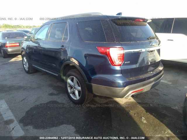 1FM5K8D85GGC23288 - 2016 FORD EXPLORER XLT Dark Blue photo 3