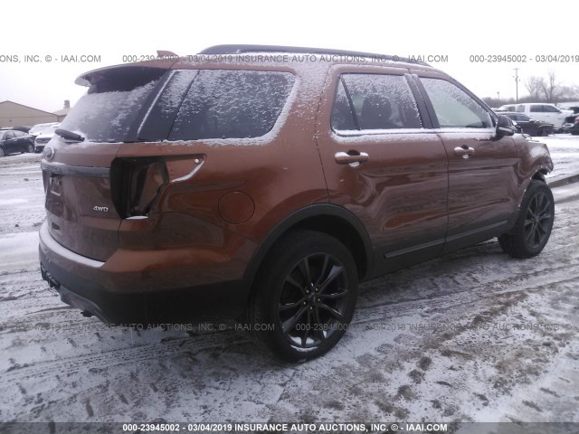 1FM5K8D88HGA74702 - 2017 FORD EXPLORER XLT ORANGE photo 4