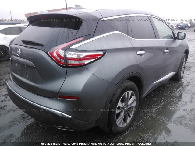 5N1AZ2MG1JN130897 - 2018 NISSAN MURANO S/SL/SV/PLATINUM GRAY photo 4