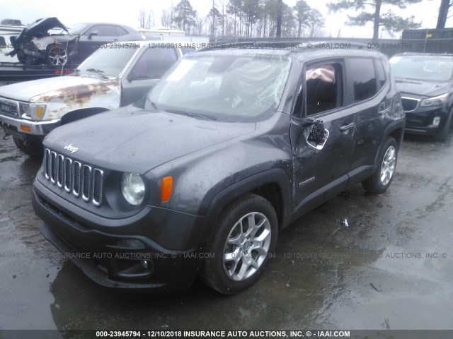 ZACCJABB1JPH93741 - 2018 JEEP RENEGADE LATITUDE GRAY photo 2