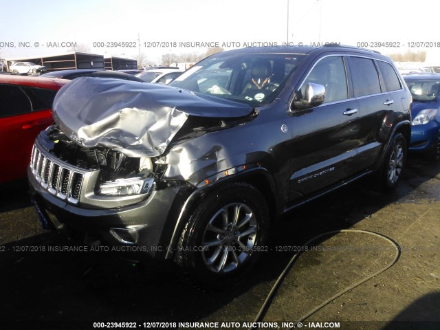 1C4RJFCG3EC247700 - 2014 JEEP GRAND CHEROKEE OVERLAND GRAY photo 2