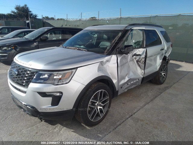 1FM5K8GT9JGB20186 - 2018 FORD EXPLORER SPORT SILVER photo 2