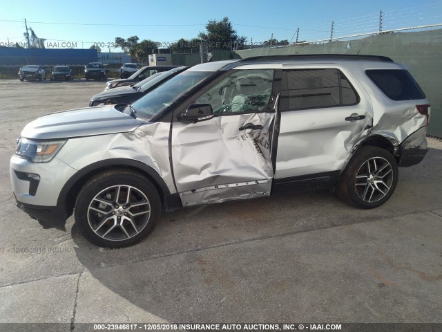 1FM5K8GT9JGB20186 - 2018 FORD EXPLORER SPORT SILVER photo 6