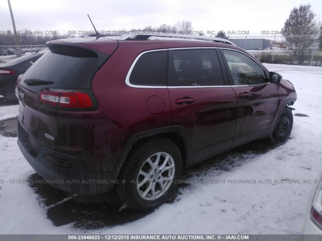 1C4PJMCBXFW687073 - 2015 JEEP CHEROKEE LATITUDE RED photo 4