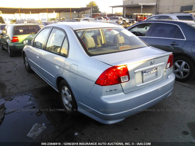 JHMES95654S013918 - 2004 HONDA CIVIC HYBRID BLUE photo 3