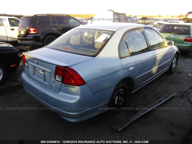 JHMES95654S013918 - 2004 HONDA CIVIC HYBRID BLUE photo 4