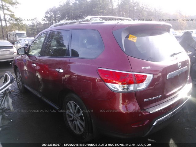 5N1AR2MM5FC699373 - 2015 NISSAN PATHFINDER S/SV/SL/PLATINUM MAROON photo 3