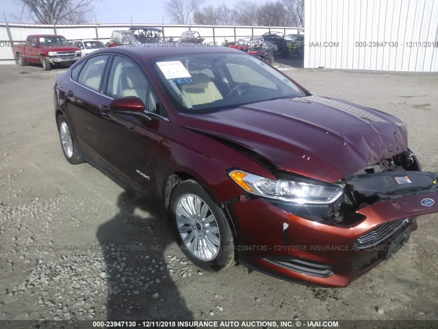 3FA6P0UU6ER266946 - 2014 FORD FUSION S HYBRID MAROON photo 1