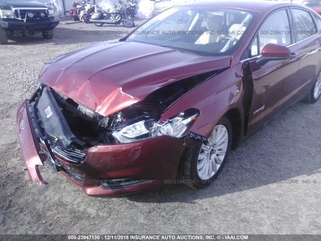 3FA6P0UU6ER266946 - 2014 FORD FUSION S HYBRID MAROON photo 6