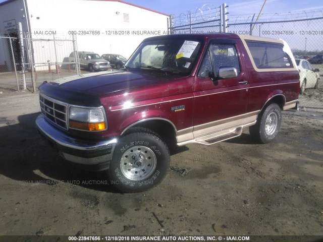 1FMEU15H4TLB58399 - 1996 FORD BRONCO U100 BURGUNDY photo 2