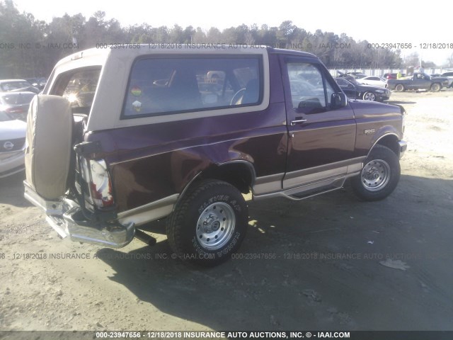 1FMEU15H4TLB58399 - 1996 FORD BRONCO U100 BURGUNDY photo 4