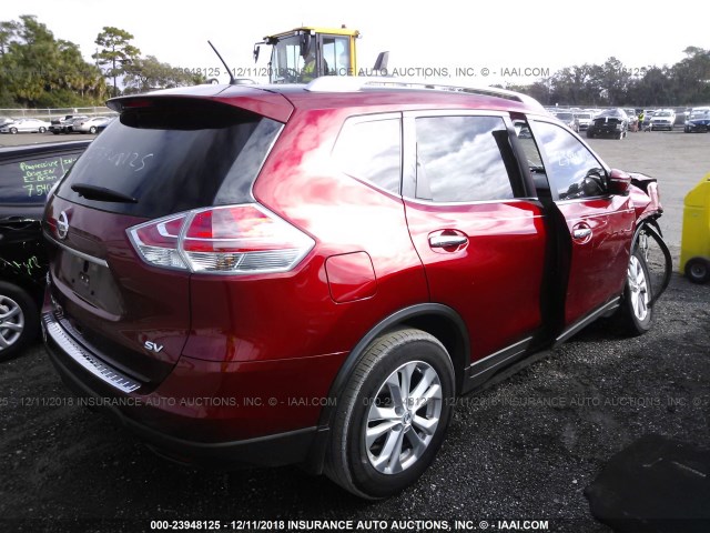 KNMAT2MT8GP604411 - 2016 NISSAN ROGUE S/SL/SV RED photo 4