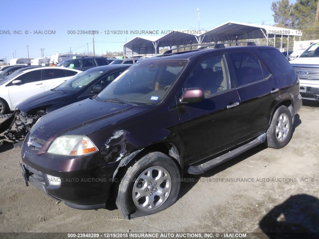 2HNYD18891H504903 - 2001 ACURA MDX TOURING MAROON photo 2